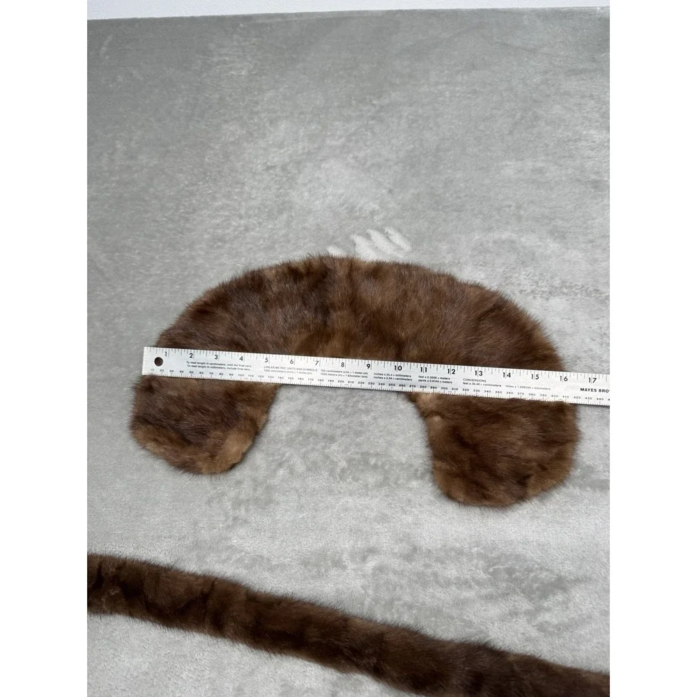 Vintage 2pc Real Mink Fur Collar Stole Set Brown Necklace 40s 50s Old Money